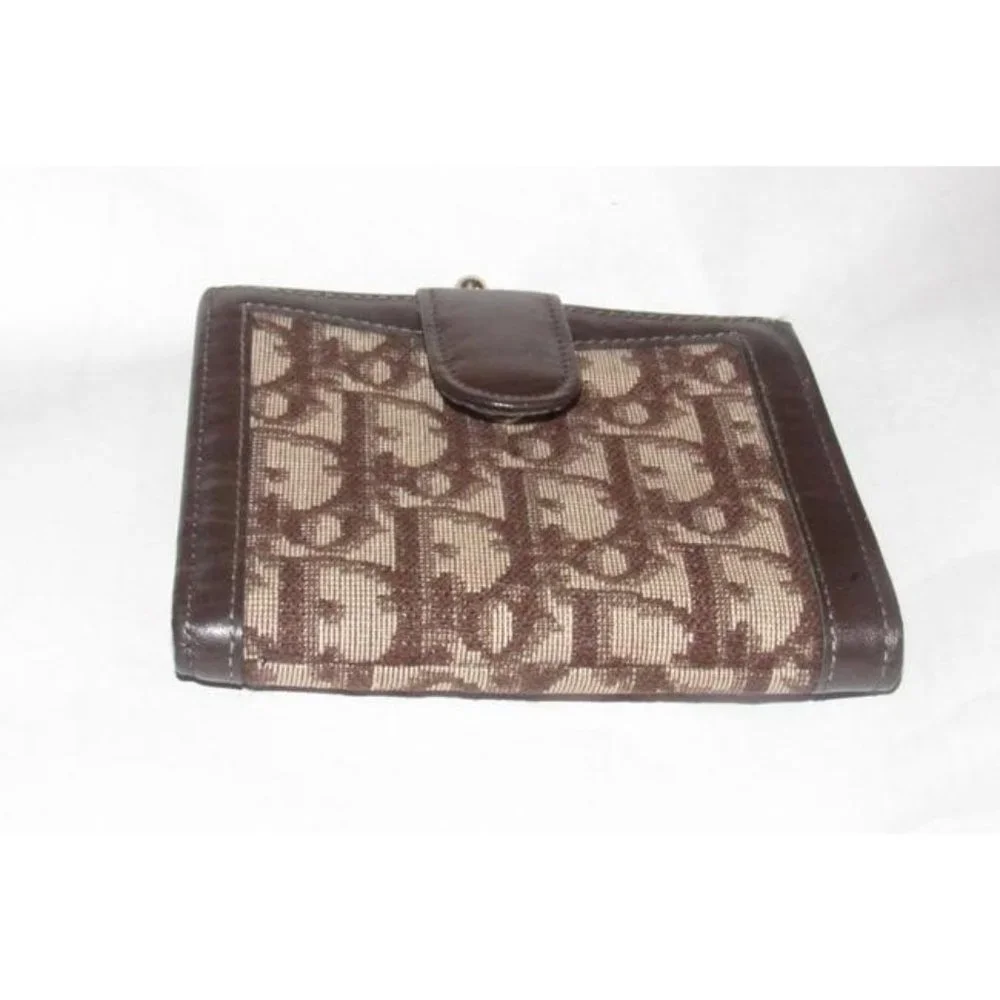 Christian Dior Brown Trotter Print Vintage Wallet and Coin Purse